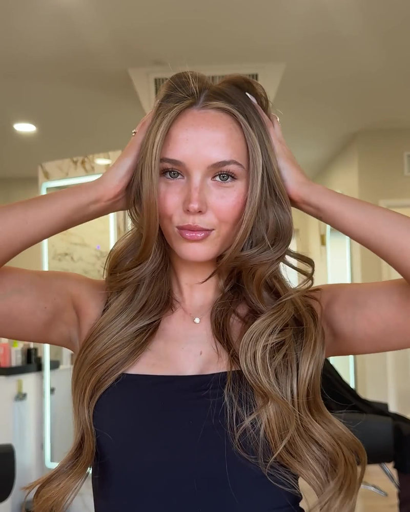 Golden brunette waves