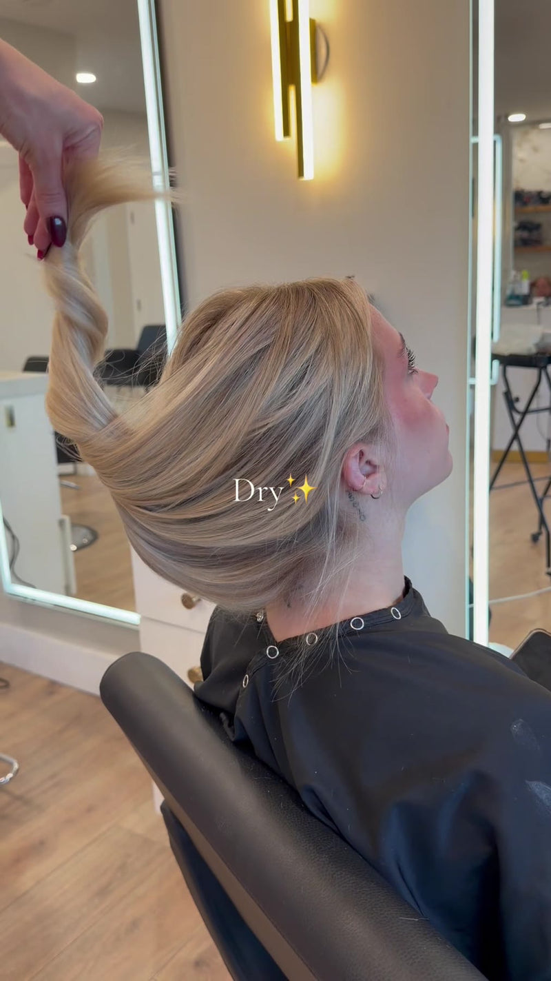 Wet to dry blonde reveal