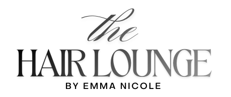 Logo for 'the HAIR LOUNGE by Emma Nicole' on a white background