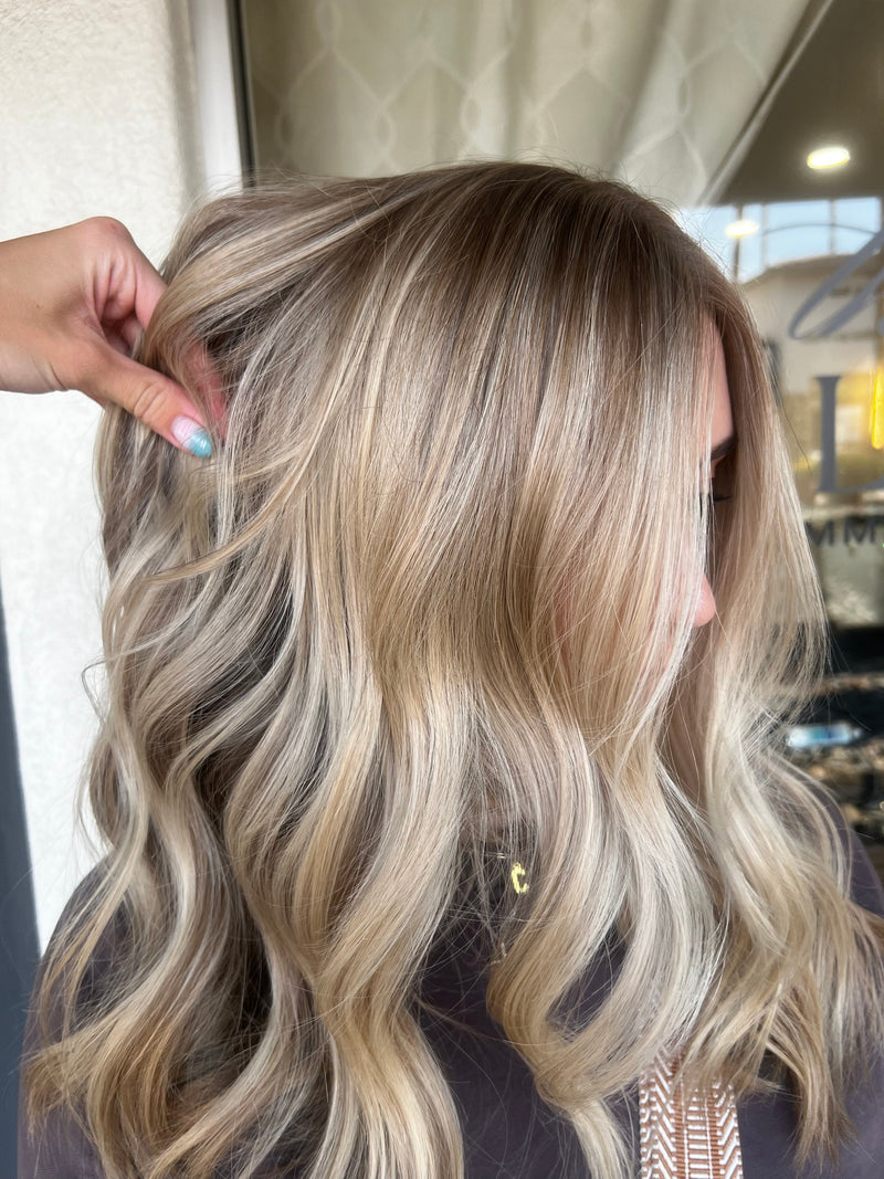 Dimensional blonde with a soft shadow root