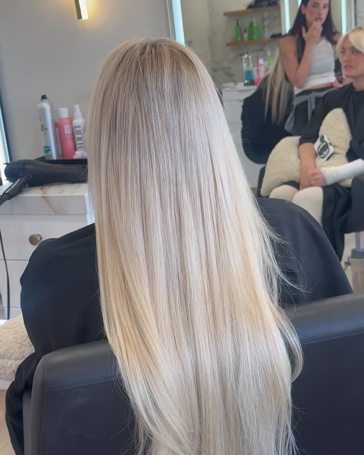 Long platinum blonde