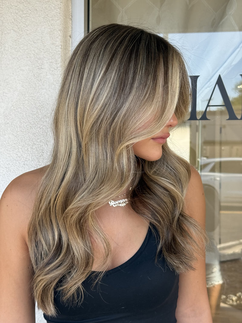Face-framing blonde