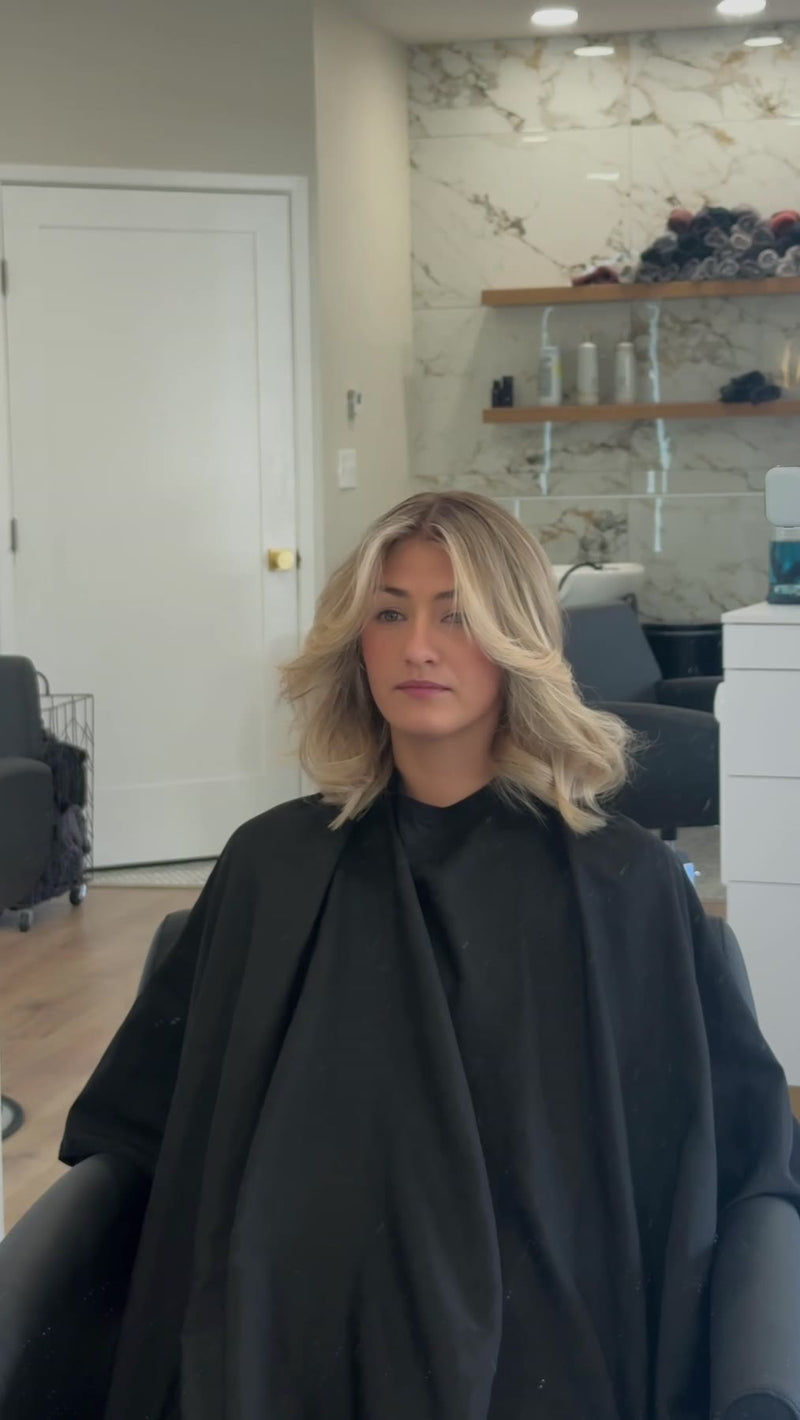 Blonde lob blowout