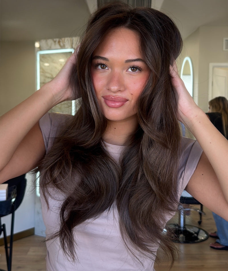 Rich brunette with long layers