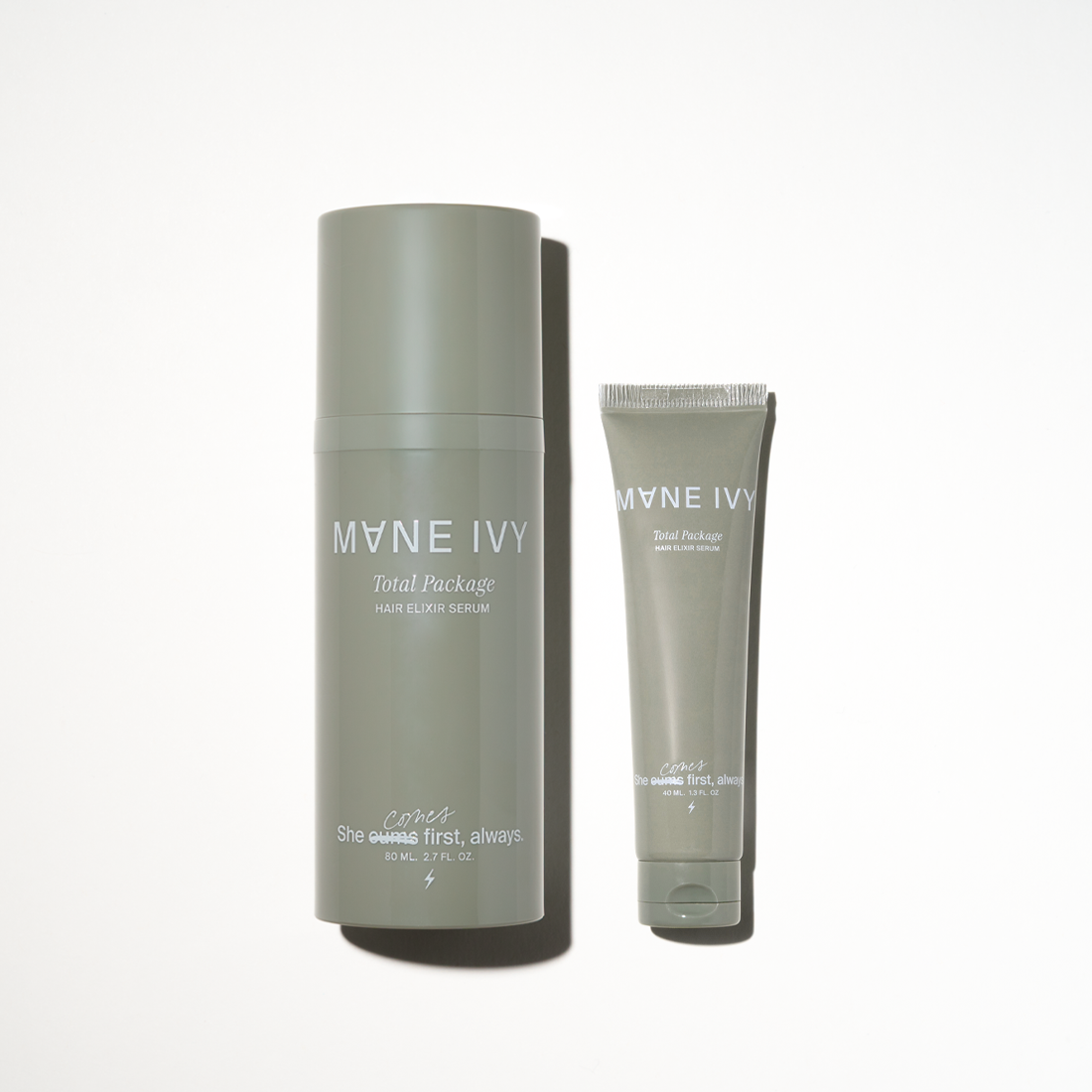 Mane Ivy Total Package Hair Elixir Serum in 80 ml and 40 ml sizes
